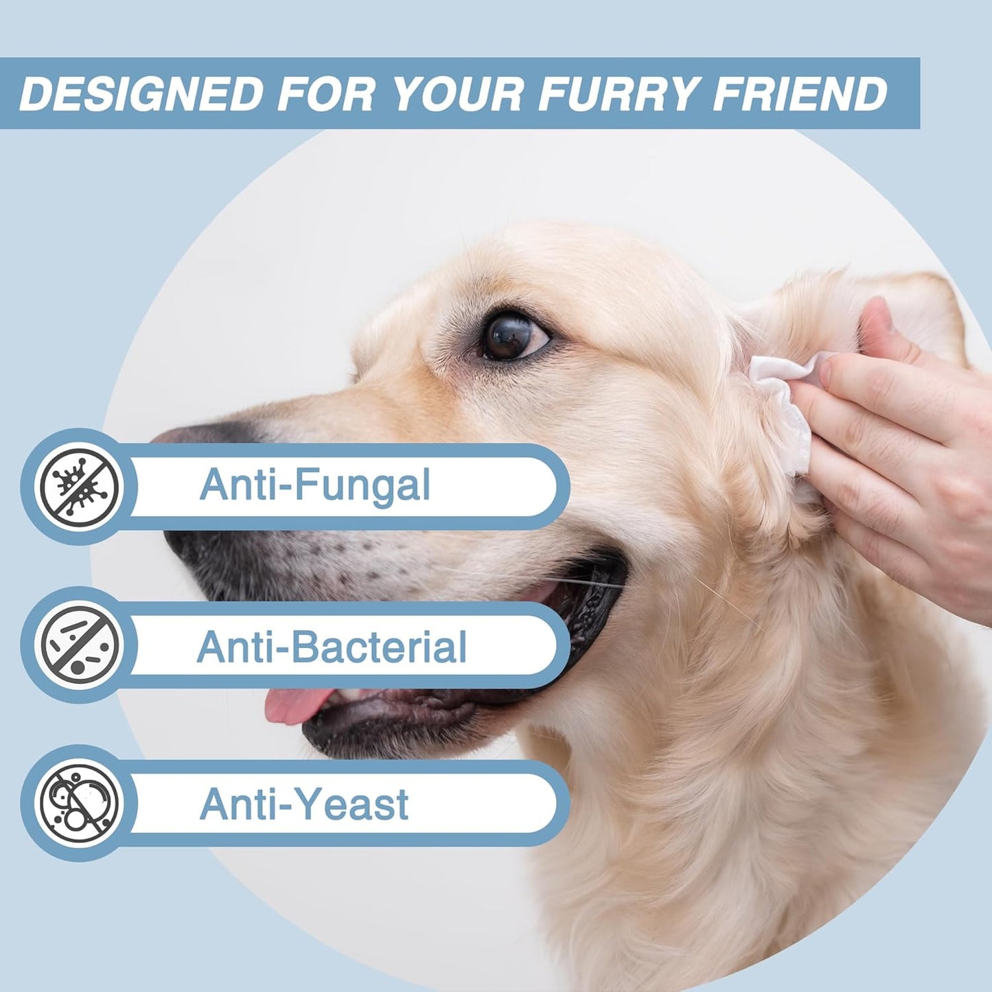 Antifungal and Antibacterial Wipes for Dogs & Cats, Dog Yeast Infection Treatment Wipes, All Natural Grooming Wipes for Cleaning, Help with Hot Spots, Ringworm, and Skin Infections, 160 Count - Natouch LLC