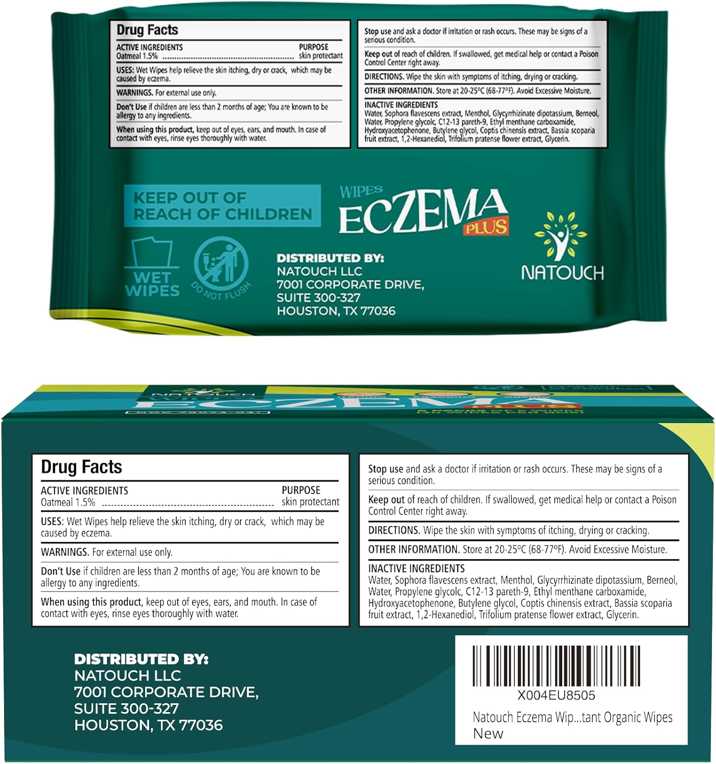 Eczema Wipes All-Natural Fast Acting Eczema Relief, Instantly Soothes & Cools Itching, Cracking, and Drying, Skin Protectant Organic Wipes - Natouch LLC