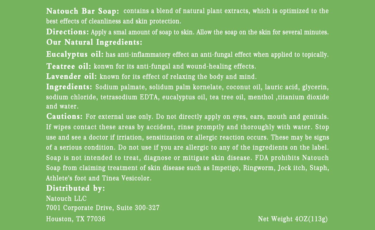 Natouch Antifungal Soap for Tree Oil Body Women/Men Bar Help Jock Itch Natural Tea Ringworm Foot Odor Skin Irritations With and 4oz - Natouch LLC