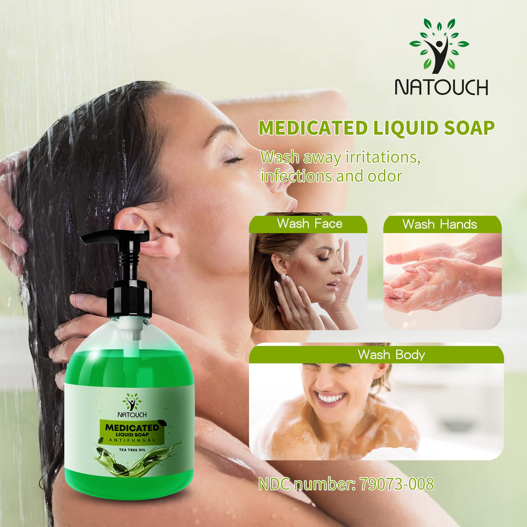 Natouch Body Wash, Tea Tree Oil Body Wash, Athletes Foot Jock Itch Ringworm Yeast Infection Treatment for Humans With Natural Tea Tree Oil, Eucalyptus Oil, and Lavender Oil - Natouch LLC