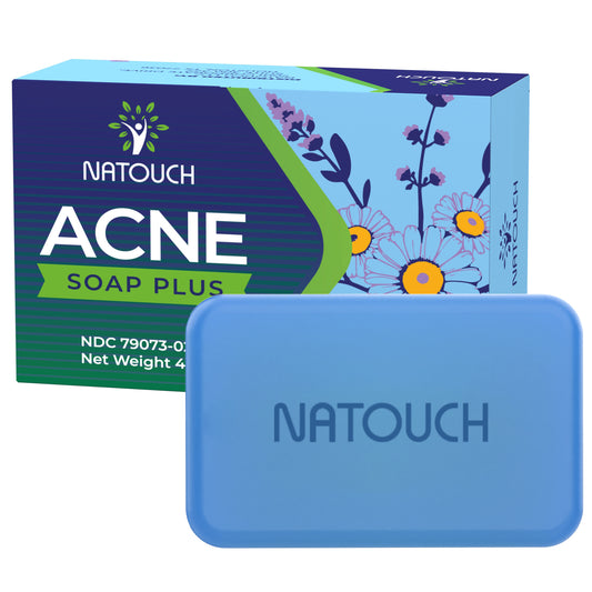 NATOUCH Acne Bar Soap for Face and Body, Medicated Soap Bar, 4 oz, 1 Pack Acne Treatment Cleaning Soap Bar Treats Acne Pimples, Whiteheads, Blackheads, Acne Scars, Dark Spot Remover With Tea Tree Oil - Natouch LLC