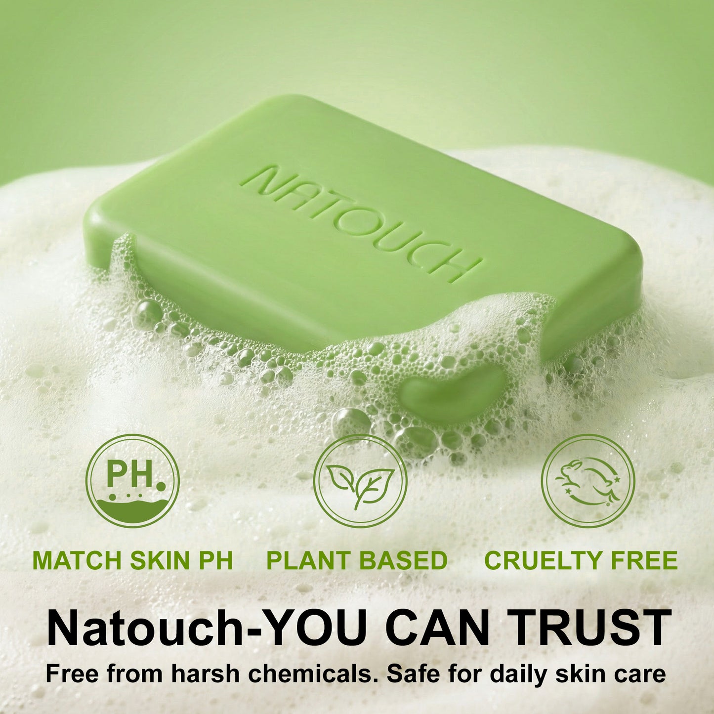 NATOUCH Tea Tree Oil Soap, Medicated Green Tea Soap Bar, 4 oz, Bath Soaps for Face & Body, for Acne, Athlete’s Foot, Jock Itch, Ringworm, Cleaning Soap for Men & Women