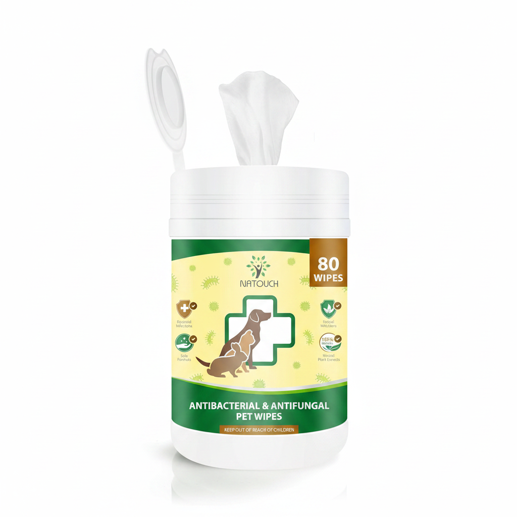 Antibacterial and Antifungal Pet Wipes for Dogs and Cats 80 Count complete product image
