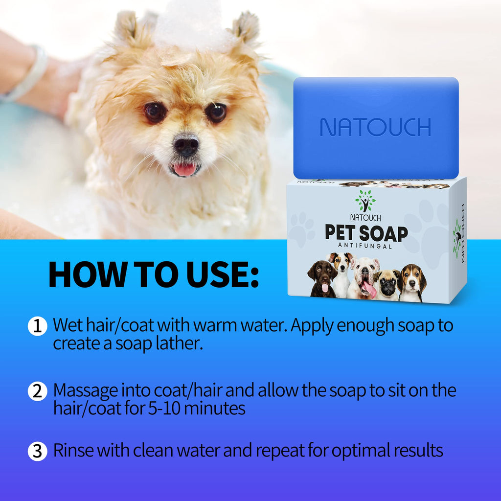 Natouch Antifungal Soap for Dog, Dog Shampoo for Allergies and Itching, Natural Soap Bar with Tea Tree Oil, and Lavender Oil, Helps with Infections & Fungus Irritation Itching - Natouch LLC