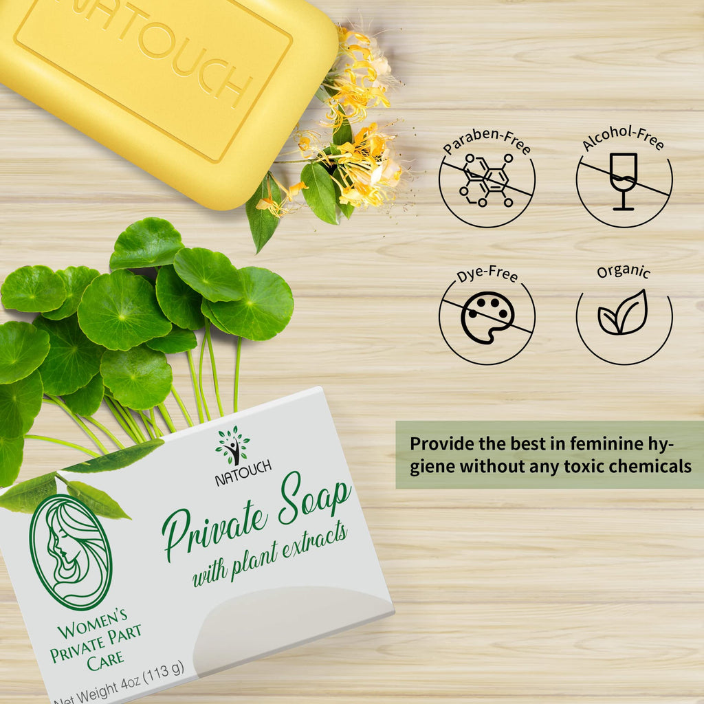 Natouch Yoni Soap Bar, PH Balance Feminine Wash for Women, Natural Vaginal Yoni Wash with Natural Essential Oil, Private Soap Bar for Eliminating Odor, Reducing Itching, and Moisturizing Intimate - Natouch LLC